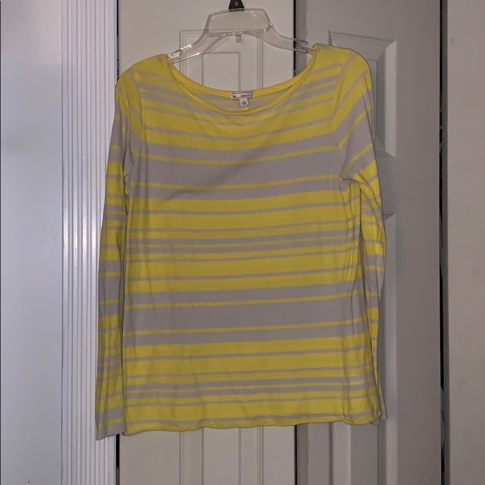 Gap yellow/gray striped long sleeve top